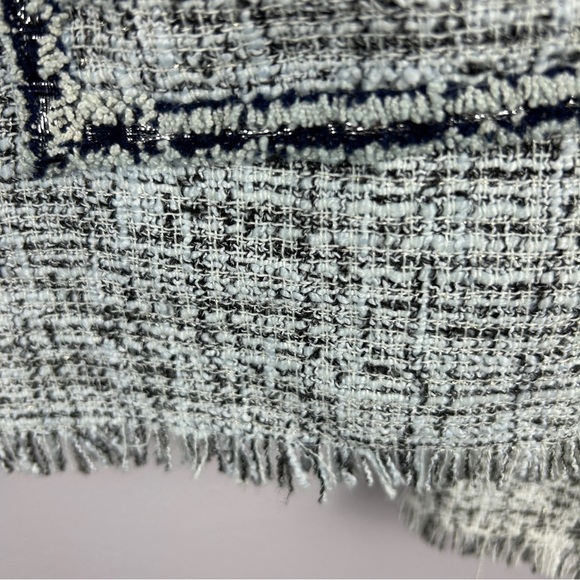 Minkas Chambray Tweed Cotton Blend Blue Full Zip Jacket Small - Picture 9 of 12